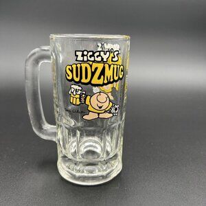 ZIGGY'S Sudzmug 1979 Comic Cartoon Glass Mug Root Beer VTG Tom Wilson
